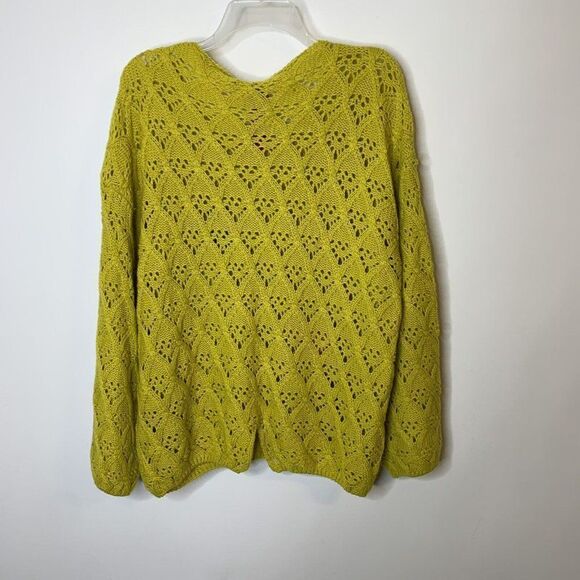 V Christina Womens Sweater XL Crochet Granny Cottage Core Dijon Yellow Floral - Picture 8 of 9